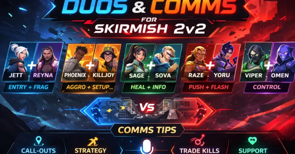 Best agent duos and communication tips for Skirmish 2v2 mode in Valorant