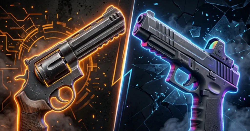 Sheriff vs Bandit sidearm comparison in Valorant showing damage, accuracy, and best use cases