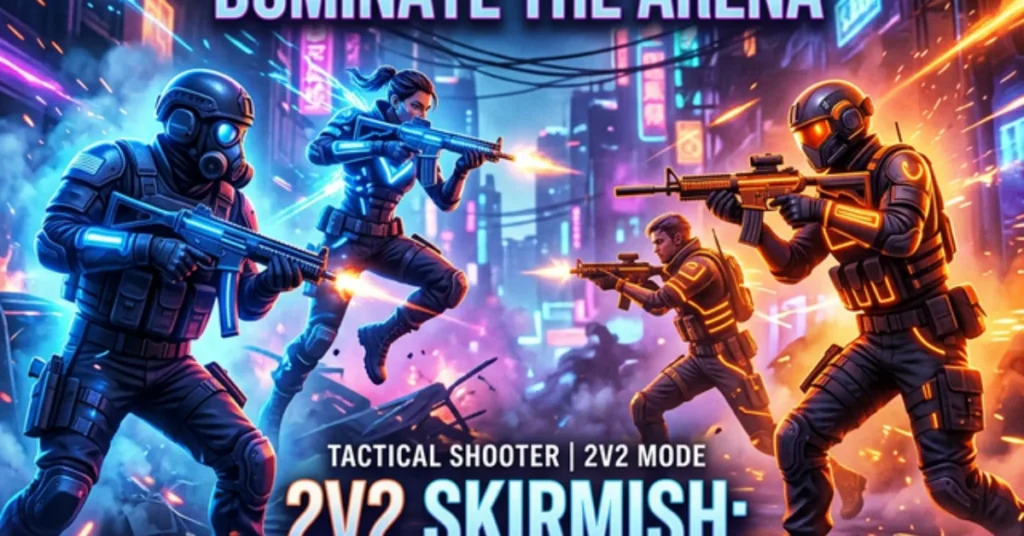 Skirmish 2v2 mode in Valorant showing two players fighting in a close combat scenario