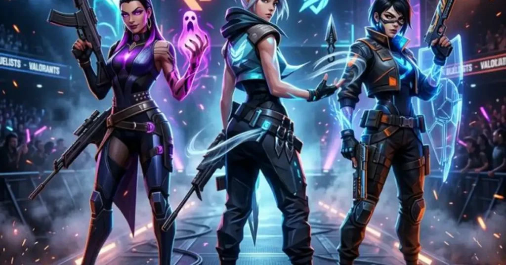 howcase of Valorant Duelists Reyna, Jett, and Iso getting ready for Battle in Patch 12.05